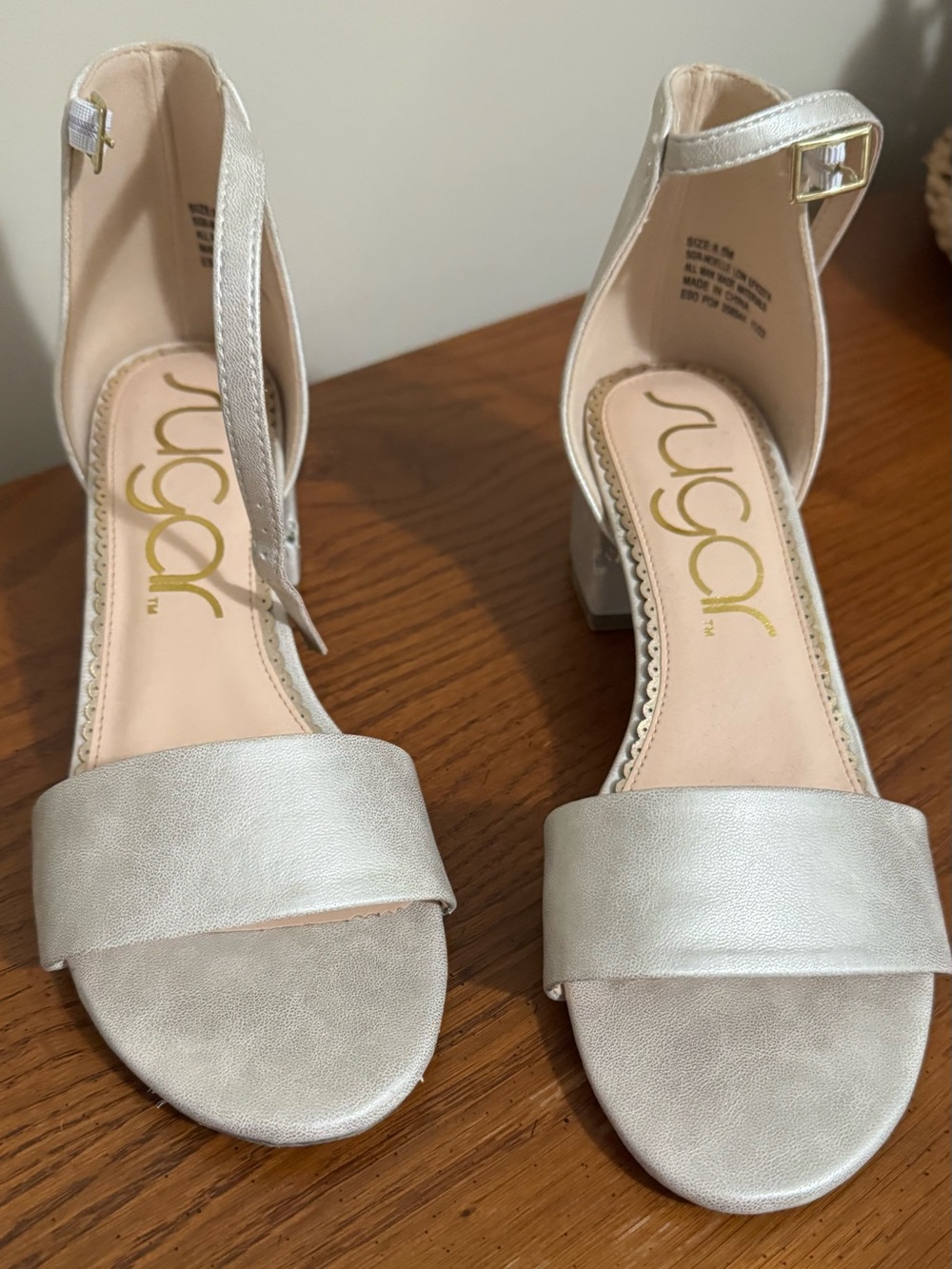 Noelle Women's Silver Ankle-Strap Block Heel Sandals